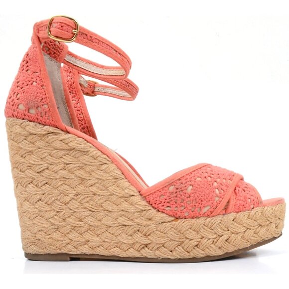 STEVE MADDEN Marrvil Coral Lace Espadrilles Wedge Heels Shoes Women's Size 8 M - Picture 3 of 8
